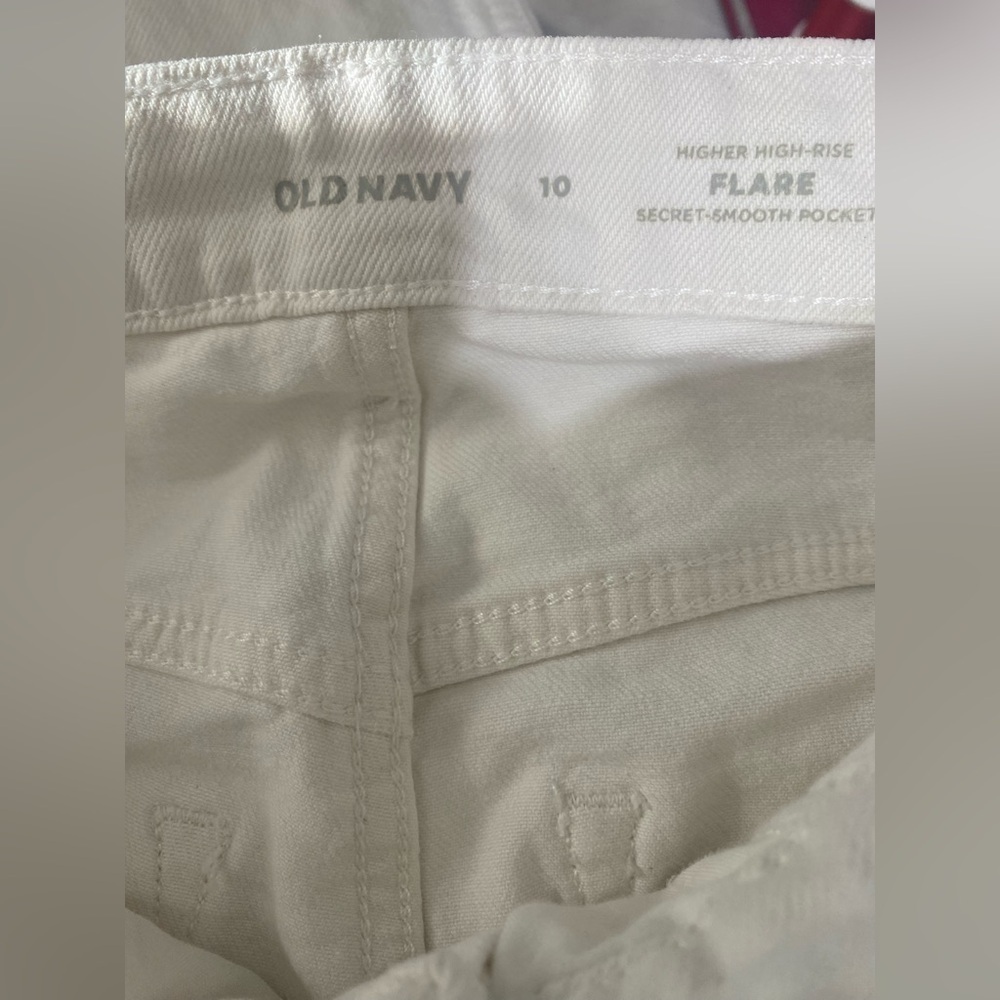 NWT Old Navy Calla Lily 451 white high rise Wide-Leg Pants raw hem size 10 - Picture 4 of 7
